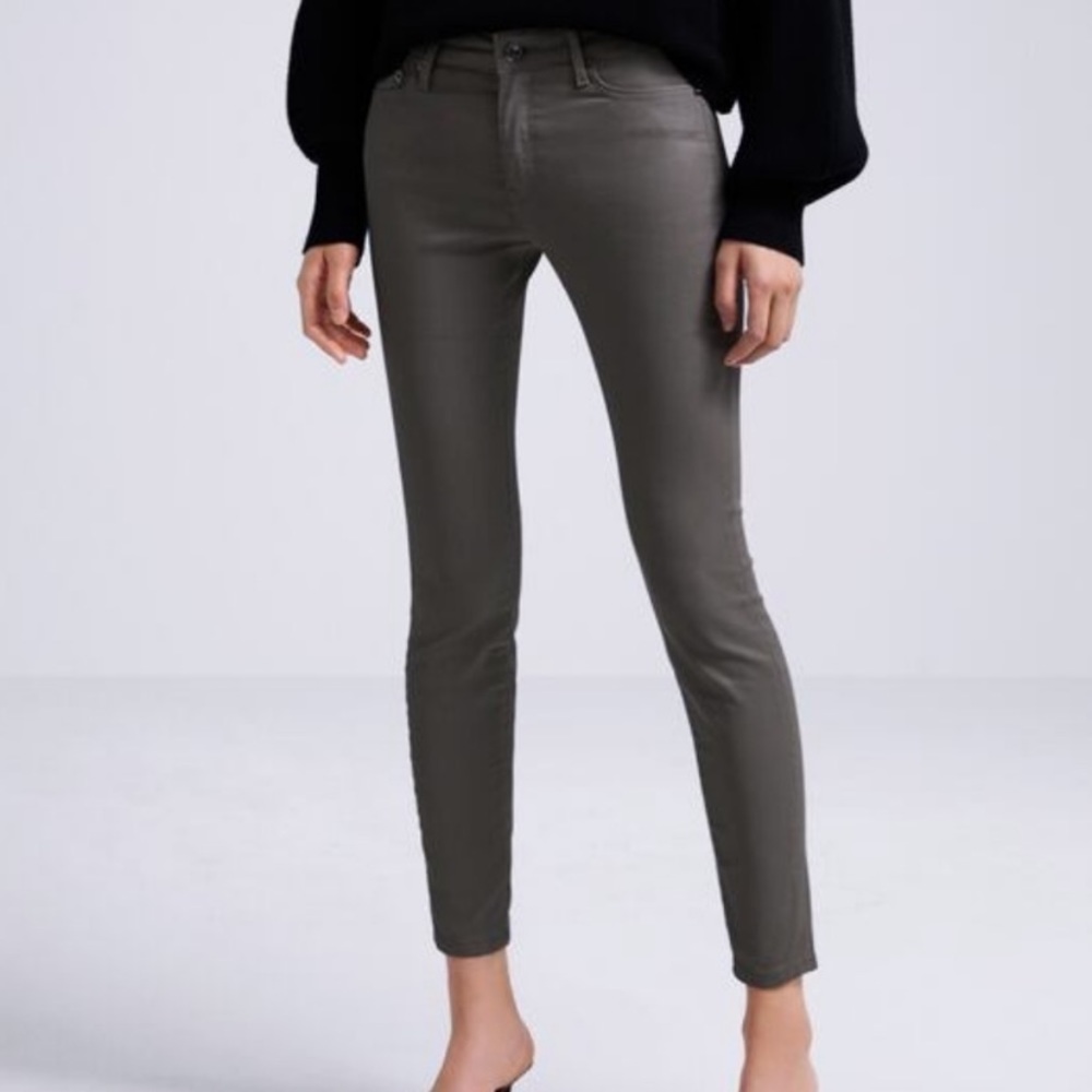 NWT Zara The Skinny Slim Fit Mouse Coated Gray Pants - Size 4